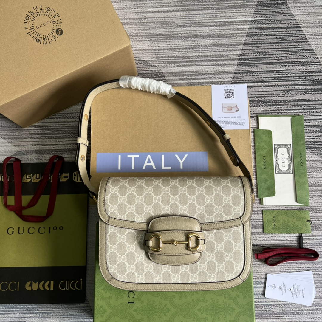 Gucci 602204 Horsebit 1955 shoulder bag beige with beige leather