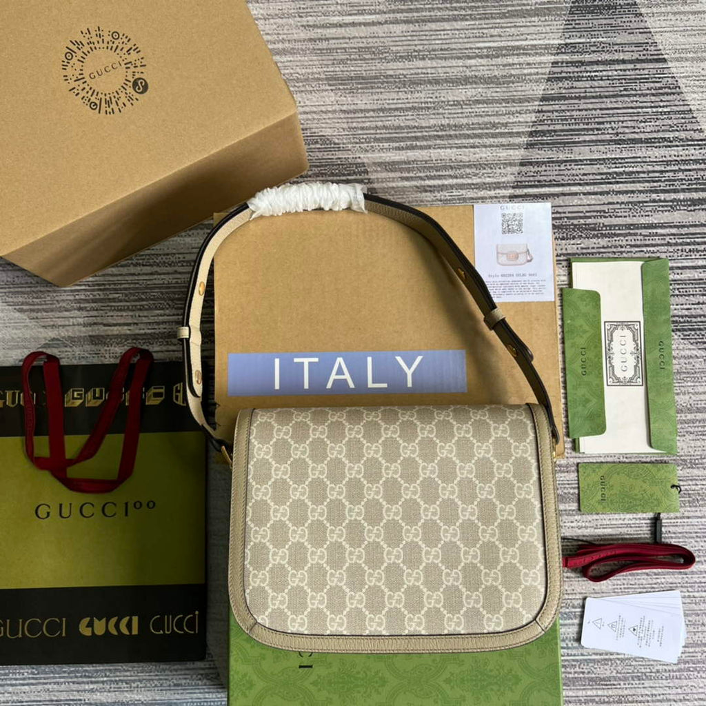 Gucci 602204 Horsebit 1955 shoulder bag beige with beige leather