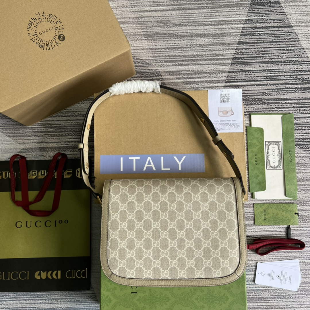 Gucci 602204 Horsebit 1955 shoulder bag beige with beige leather