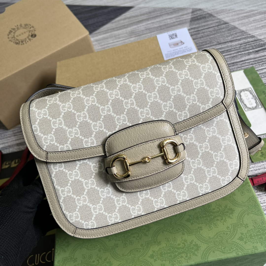 Gucci 602204 Horsebit 1955 shoulder bag beige with beige leather