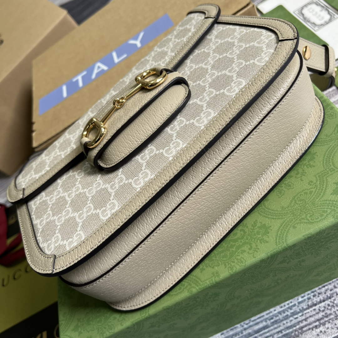 Gucci 602204 Horsebit 1955 shoulder bag beige with beige leather