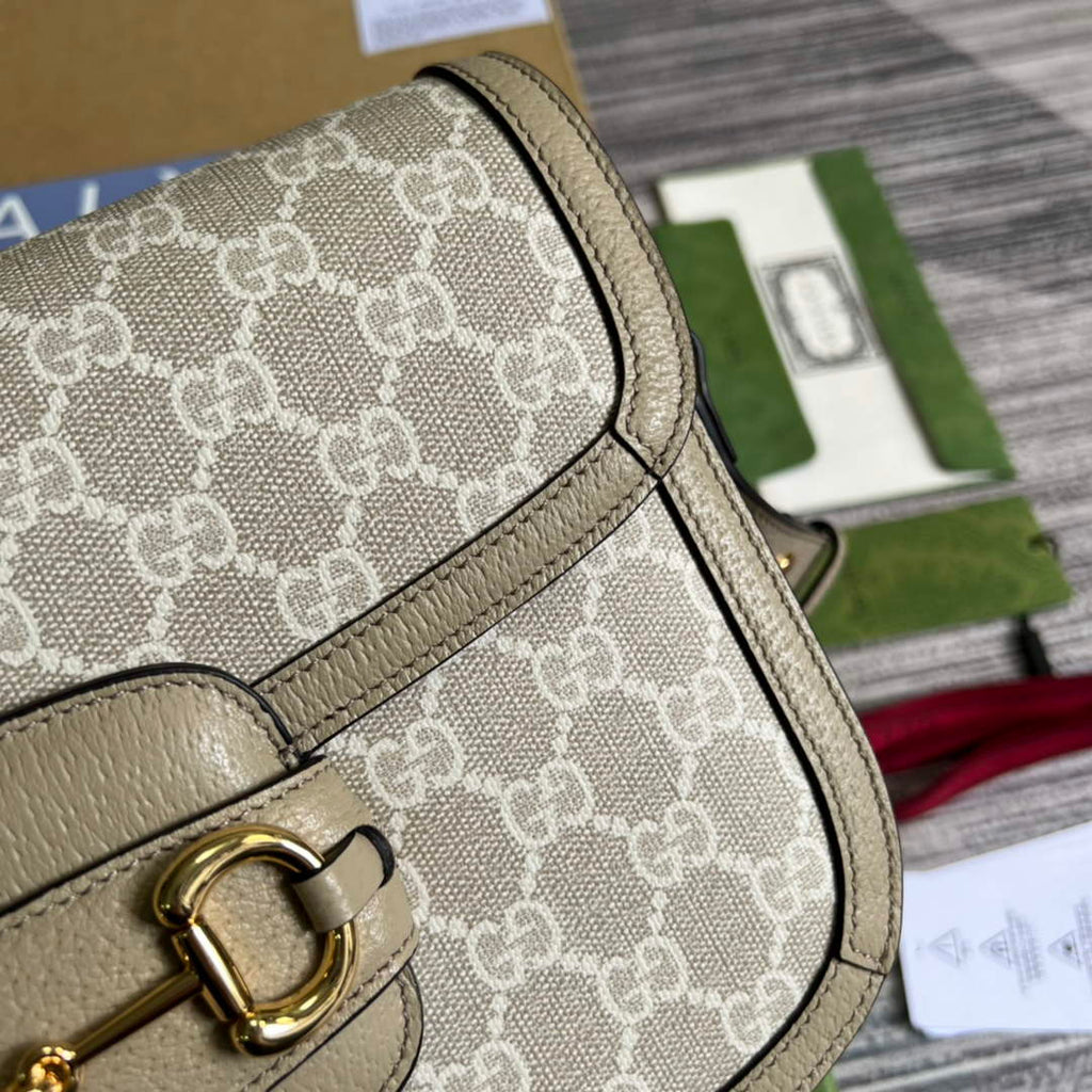 Gucci 602204 Horsebit 1955 shoulder bag beige with beige leather