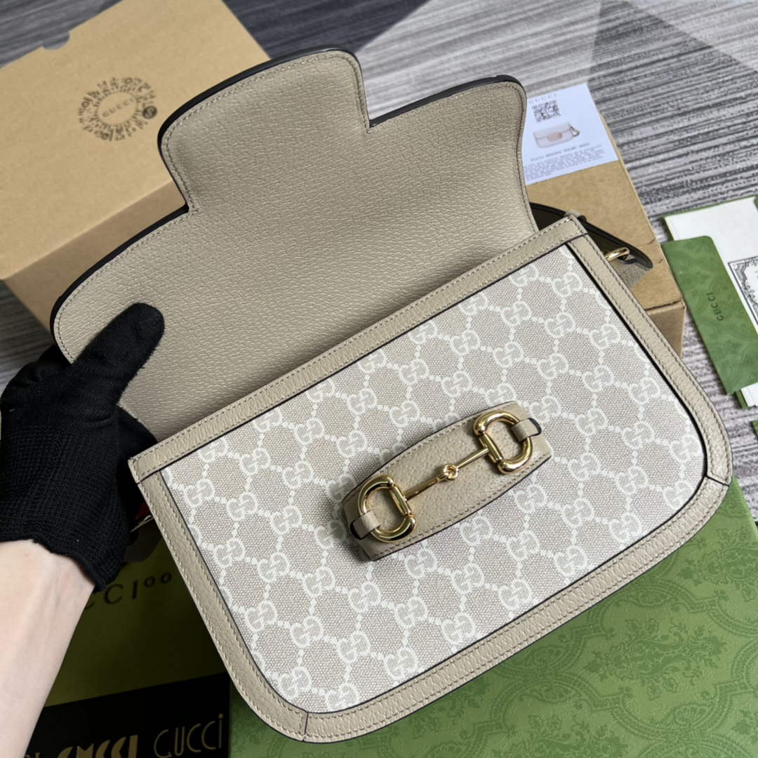 Gucci 602204 Horsebit 1955 shoulder bag beige with beige leather