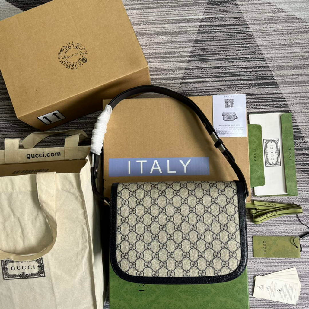 Gucci 602204 Horsebit 1955 shoulder bag beige with black leather