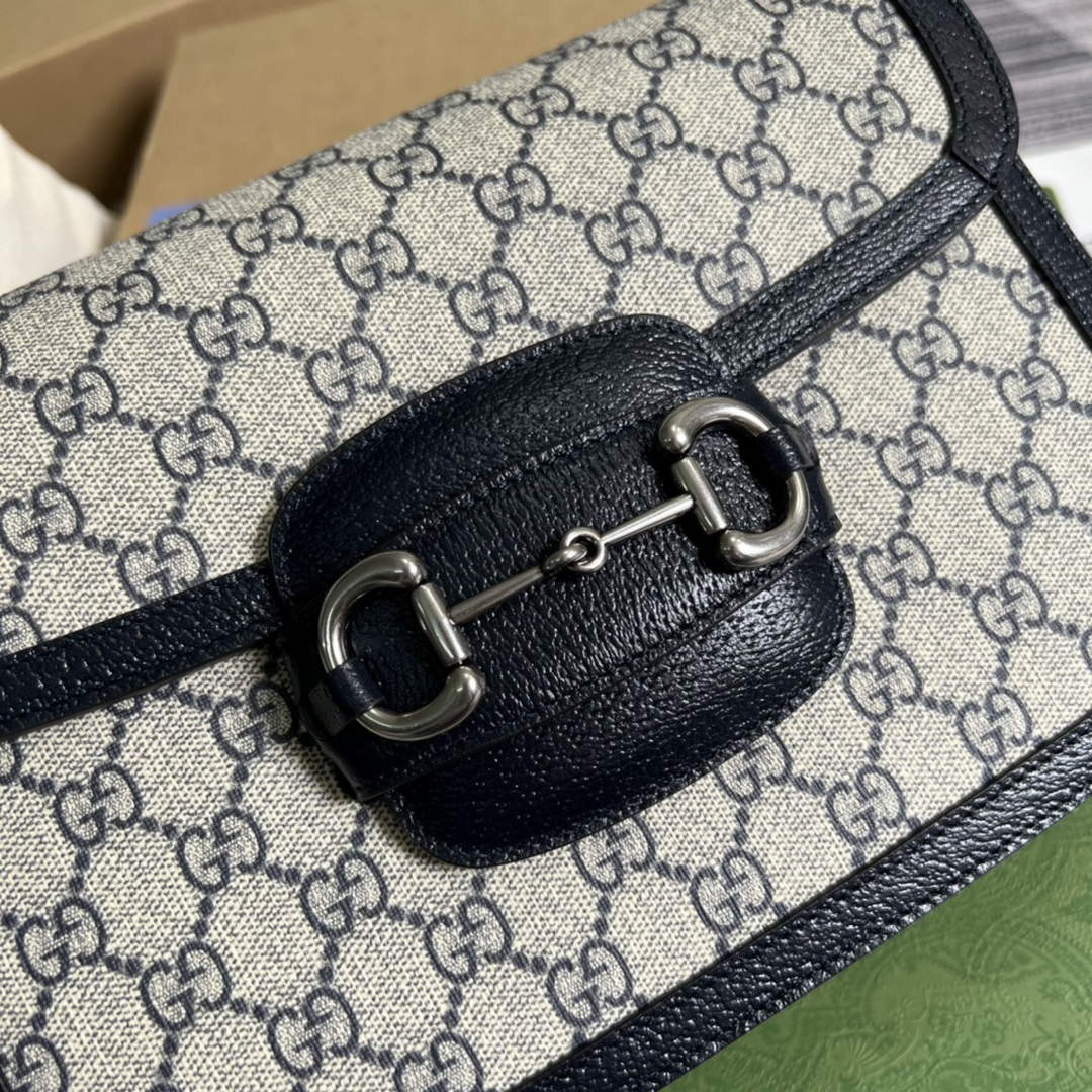 Gucci 602204 Horsebit 1955 shoulder bag beige with black leather
