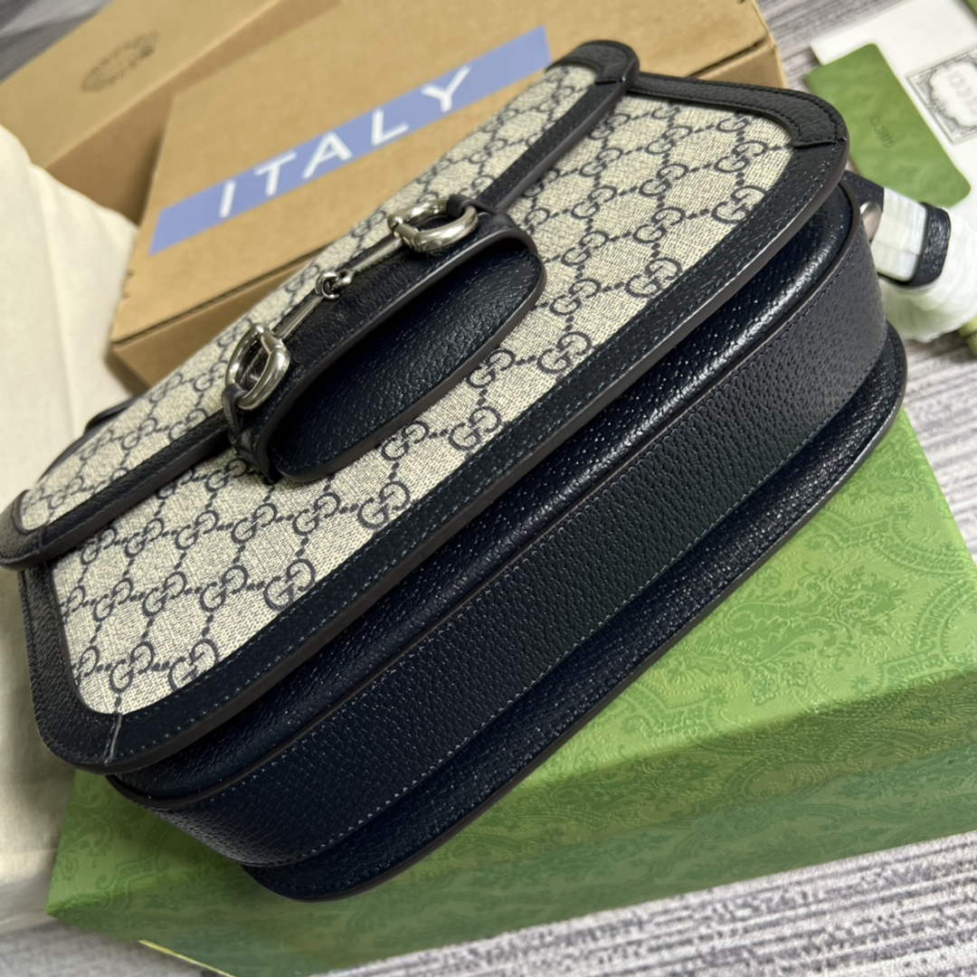 Gucci 602204 Horsebit 1955 shoulder bag beige with black leather
