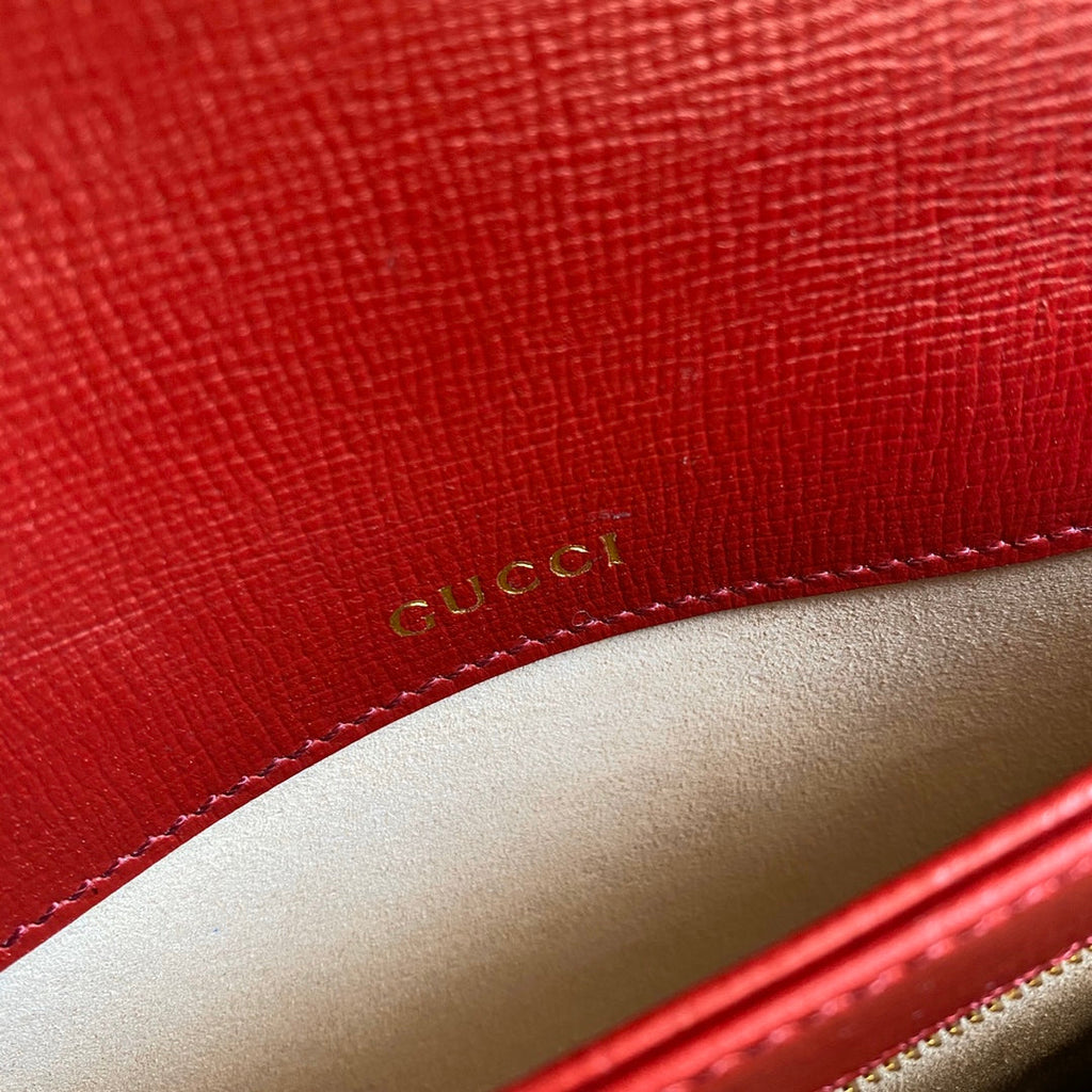 Gucci 602204 Horsebit 1955 shoulder bag Beige with red leather