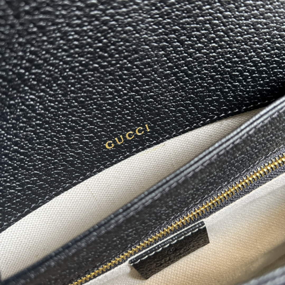 Gucci 602204 Horsebit 1955 shoulder bag Black and ivory GG denim jacquard