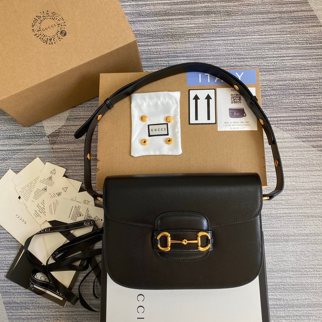 Gucci 602204 Horsebit 1955 shoulder bag Black leather