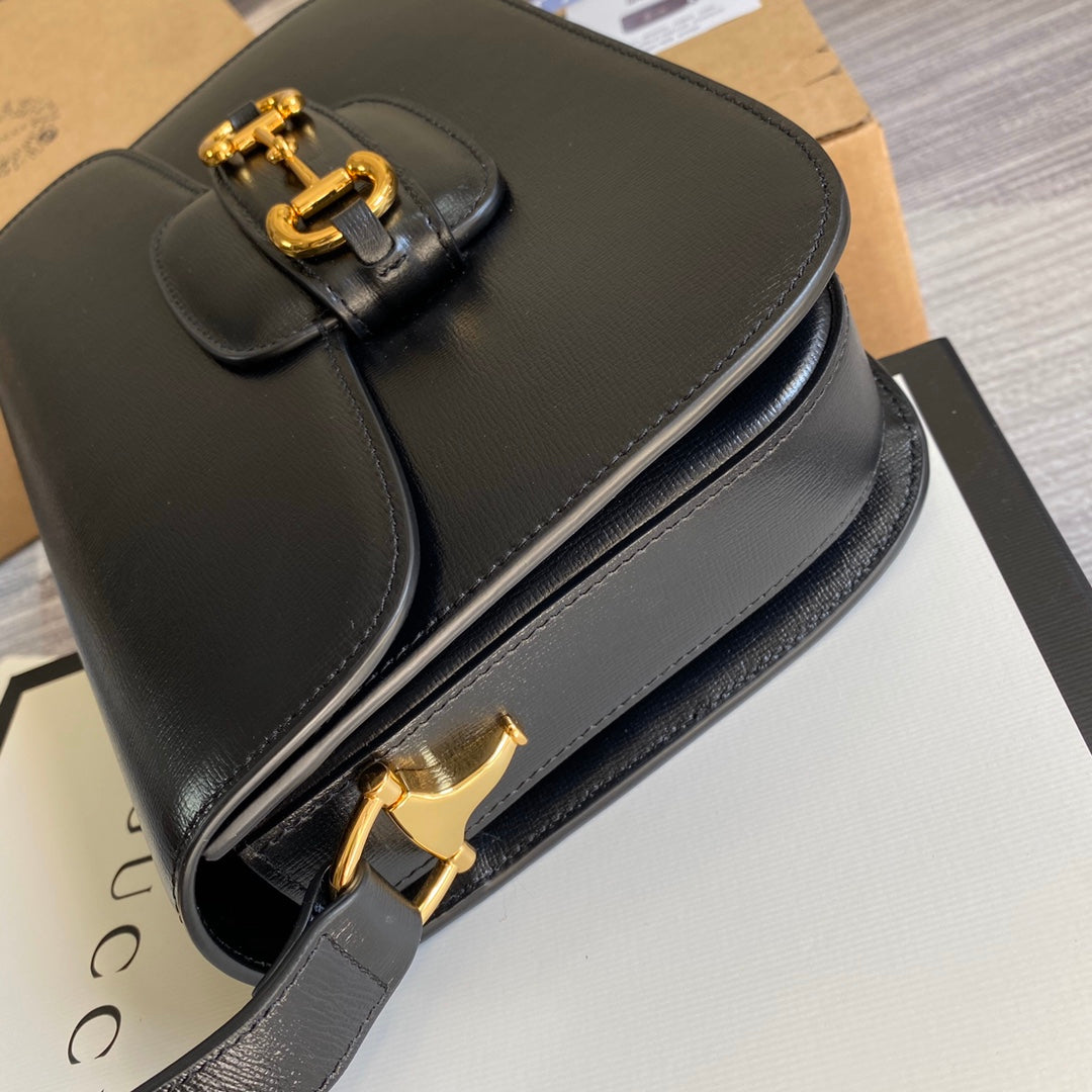 Gucci 602204 Horsebit 1955 shoulder bag Black leather