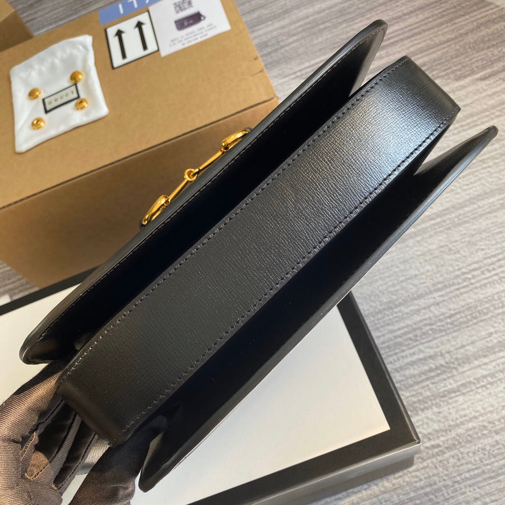 Gucci 602204 Horsebit 1955 shoulder bag Black leather