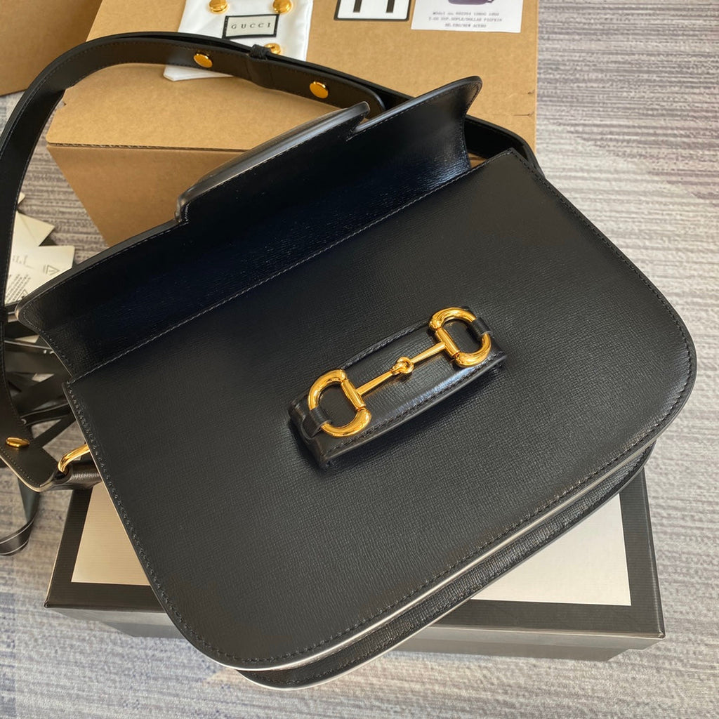 Gucci 602204 Horsebit 1955 shoulder bag Black leather