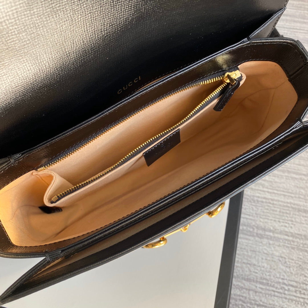 Gucci 602204 Horsebit 1955 shoulder bag Black leather