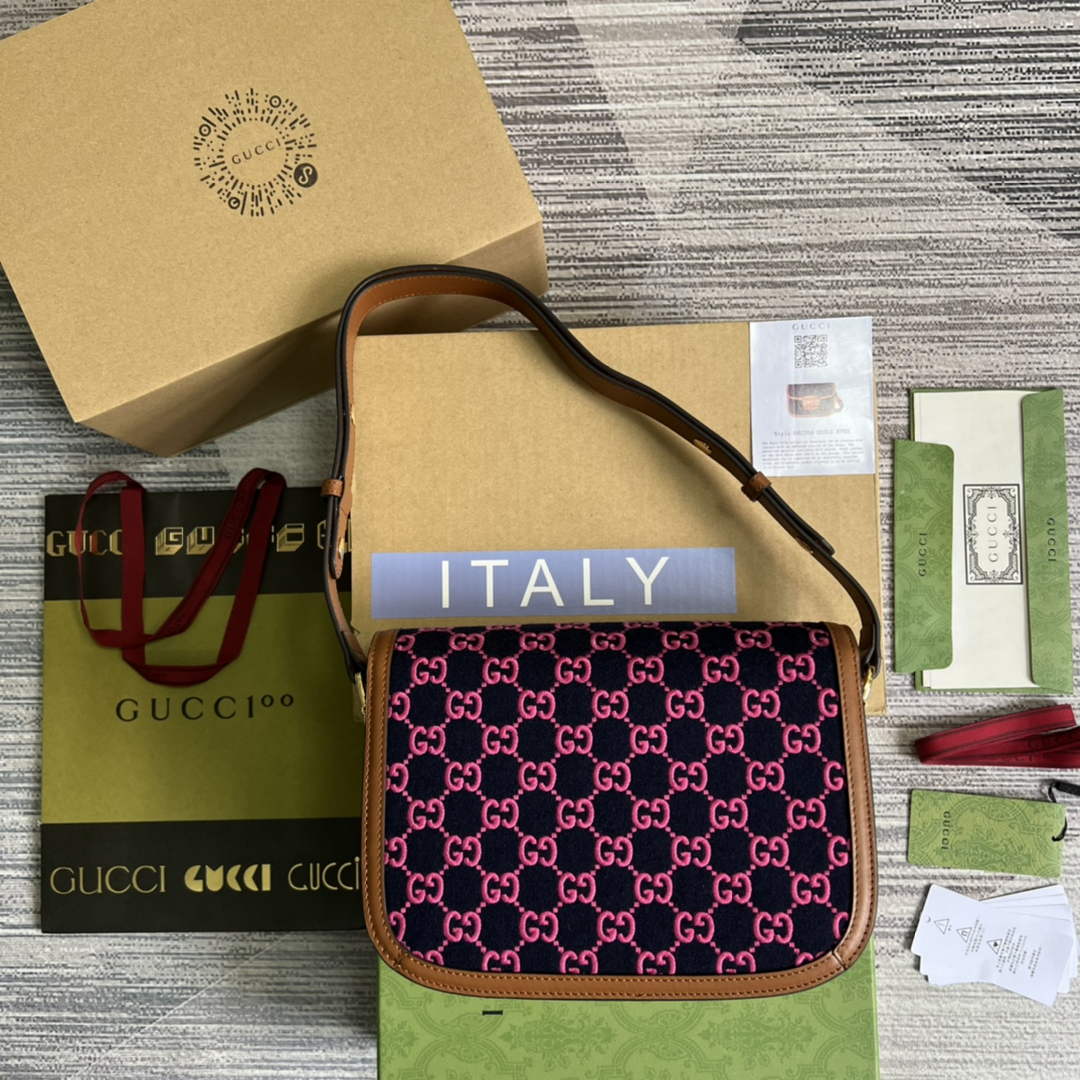 Gucci 602204 Horsebit 1955 shoulder bag plum with brown leather