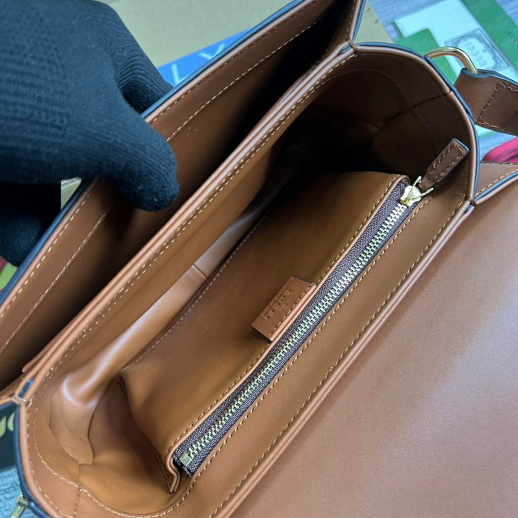 Gucci 602204 Horsebit 1955 shoulder bag plum with brown leather