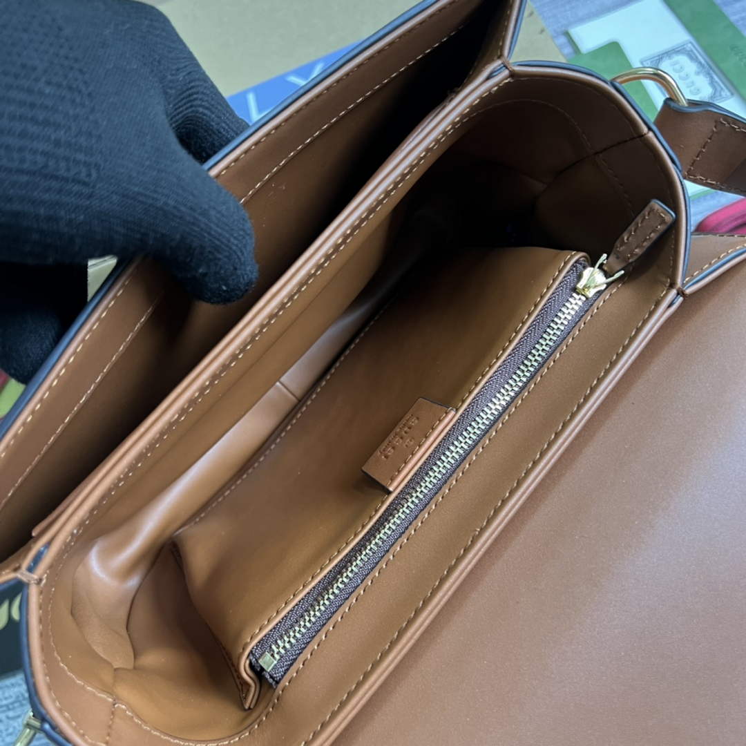 Gucci 602204 Horsebit 1955 shoulder bag plum with brown leather