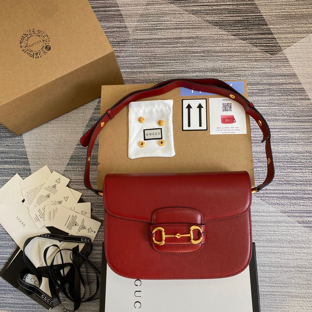 Gucci 602204 Horsebit 1955 shoulder bag Red leather