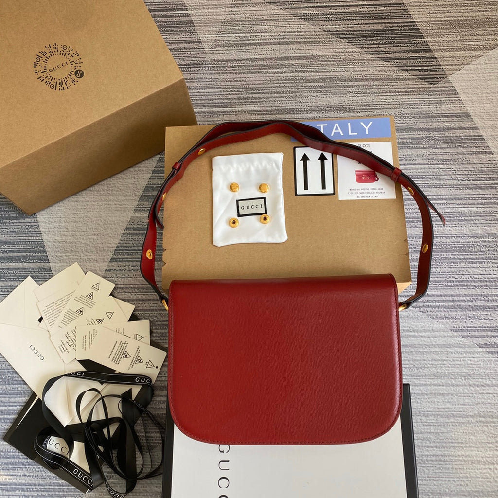 Gucci 602204 Horsebit 1955 shoulder bag Red leather