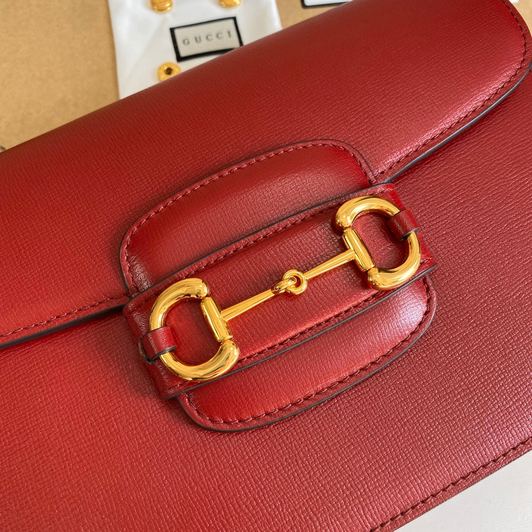 Gucci 602204 Horsebit 1955 shoulder bag Red leather