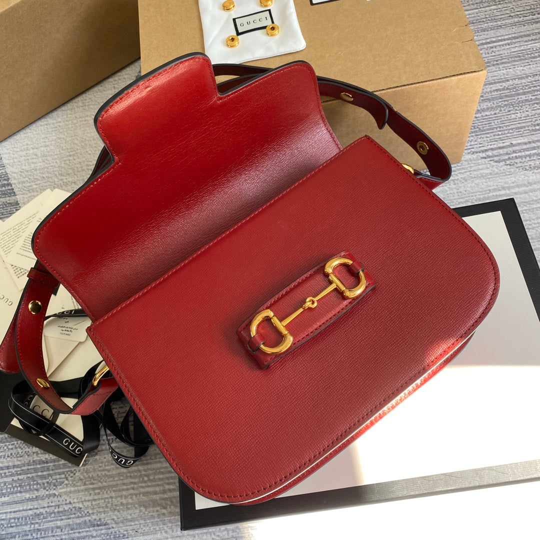Gucci 602204 Horsebit 1955 shoulder bag Red leather