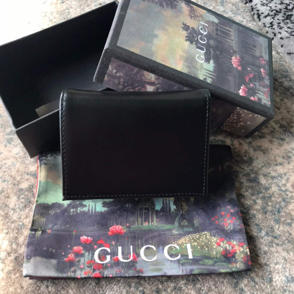 Gucci 621887 Horsebit 1955 card case wallet Black leather