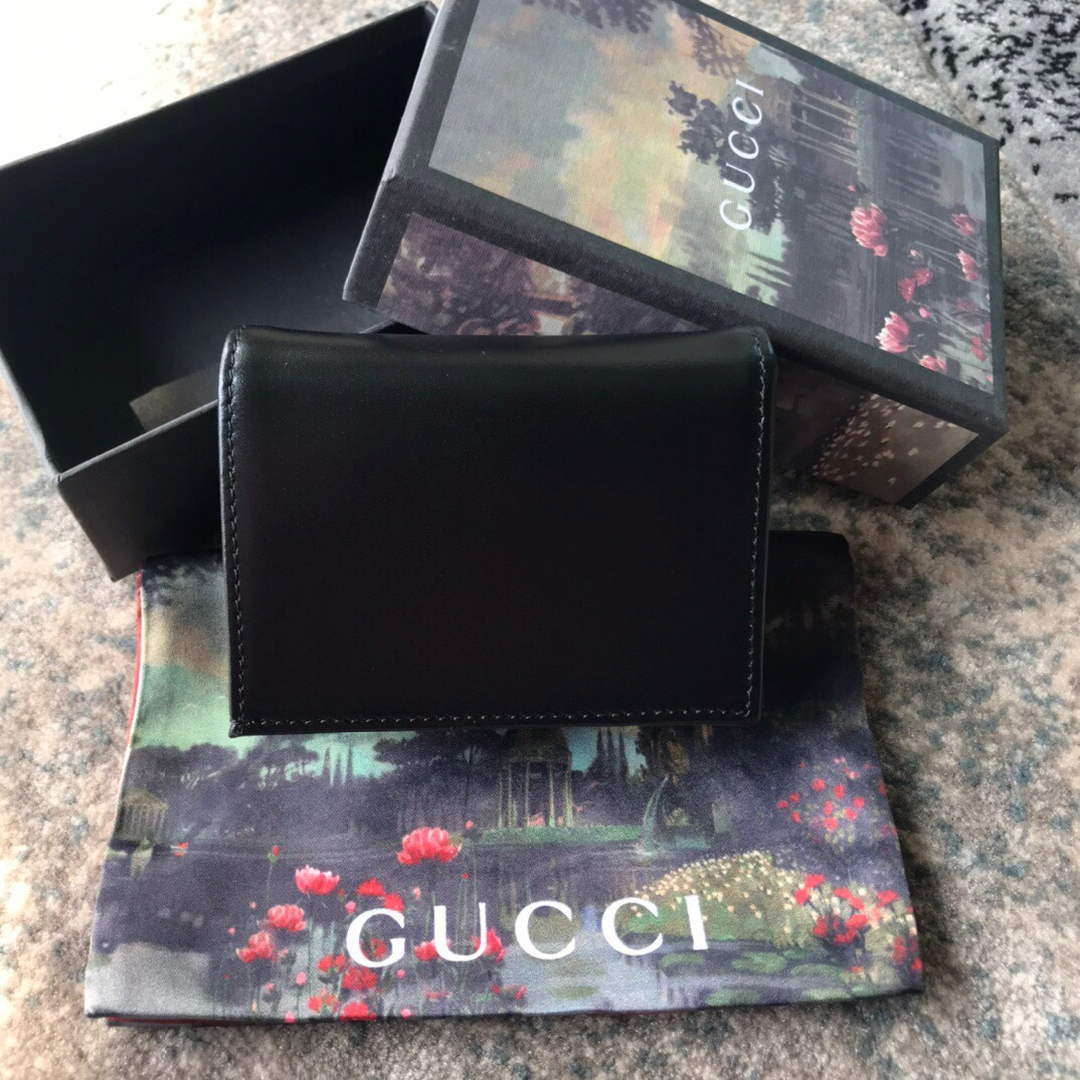 Gucci 621887 Horsebit 1955 card case wallet Black leather