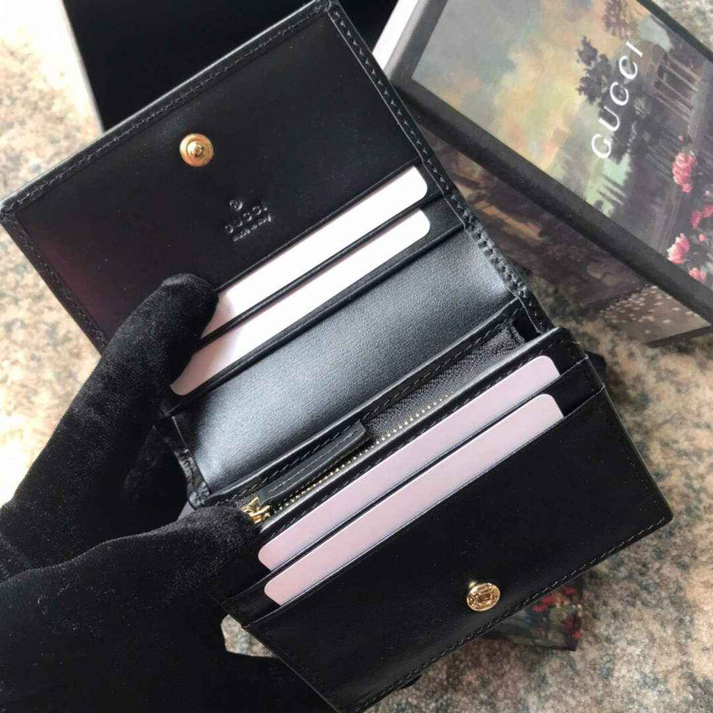Gucci 621887 Horsebit 1955 card case wallet Black leather