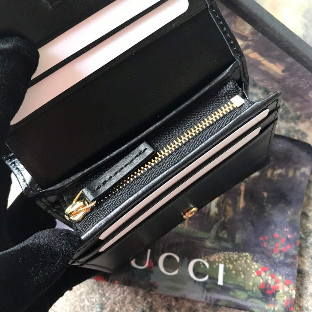 Gucci 621887 Horsebit 1955 card case wallet Black leather