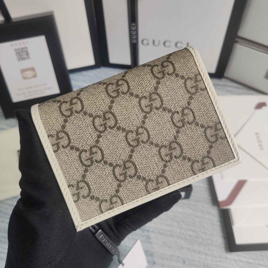 Gucci 621887 Horsebit 1955 card case wallet white canvas