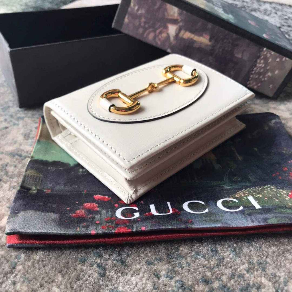 Gucci 621887 Horsebit 1955 card case wallet White leather