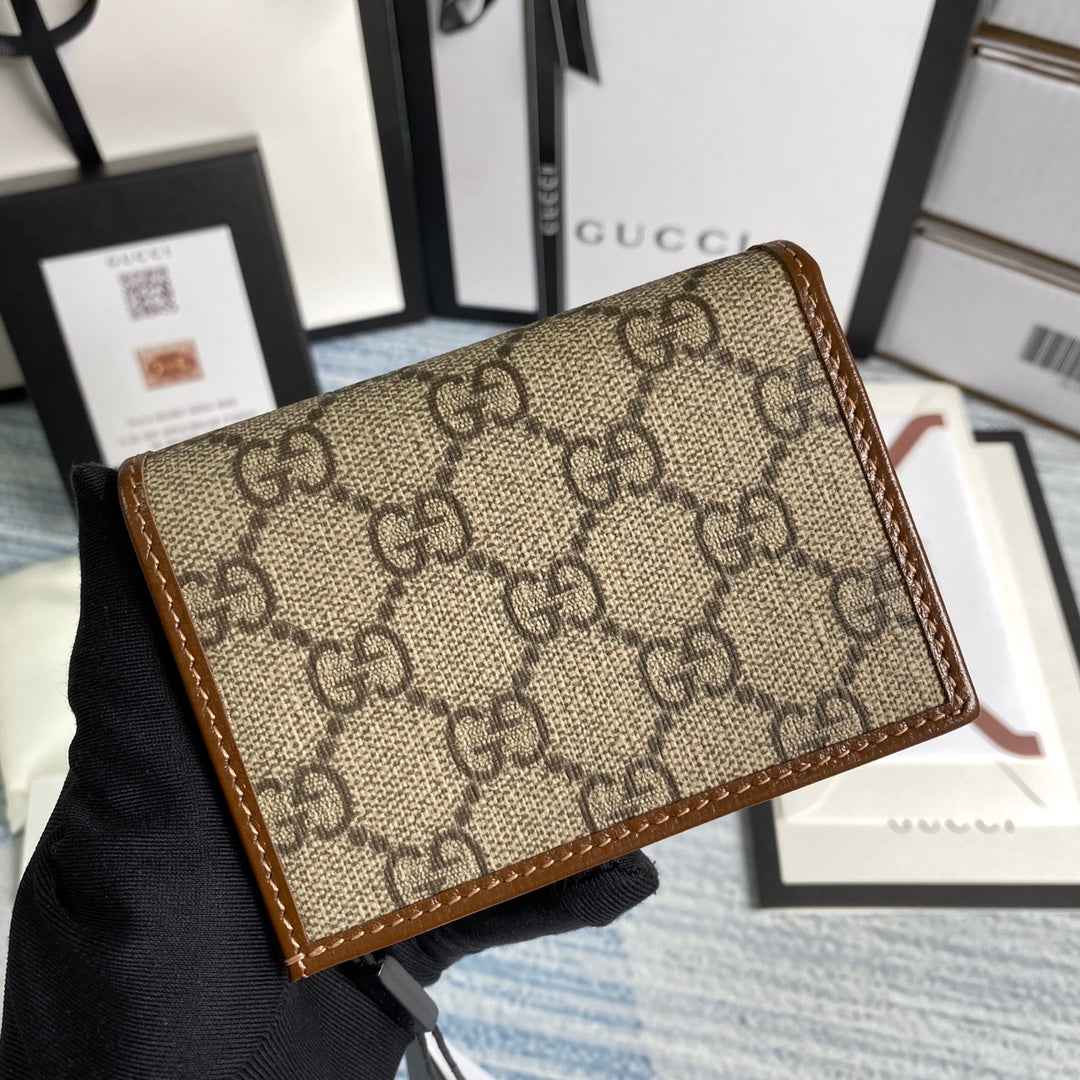 Gucci 621887 Horsebit 1955 card case wallet Brown canvas