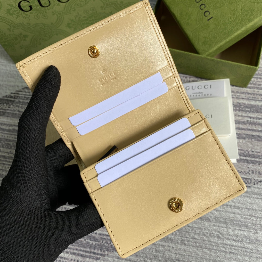 Gucci 621887 Horsebit 1955 card case wallet Beige leather