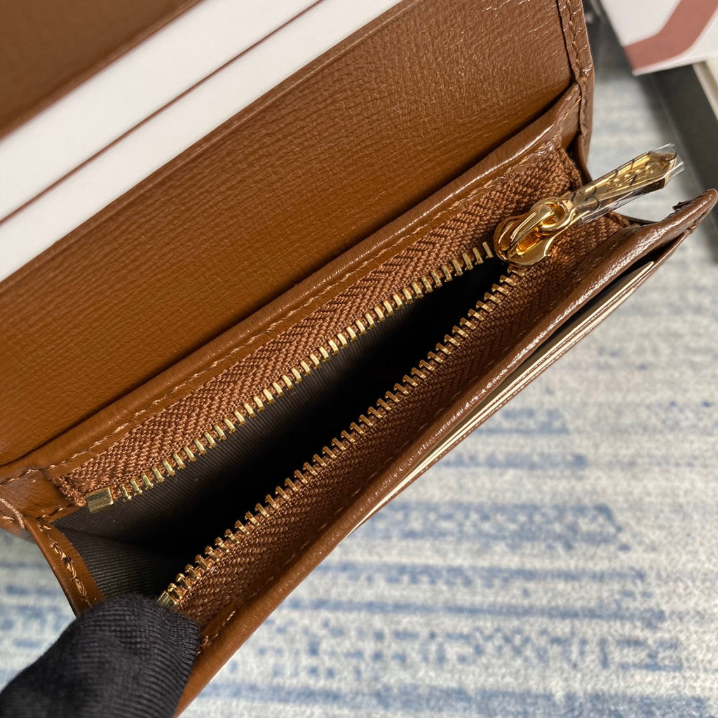 Gucci 621887 Horsebit 1955 card case wallet Brown canvas