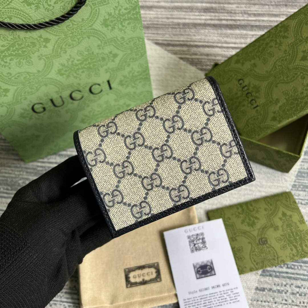 Gucci 621887 Horsebit 1955 card case wallet Blue leather