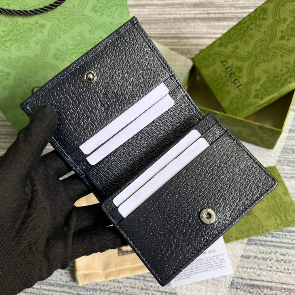 Gucci 621887 Horsebit 1955 card case wallet Blue leather