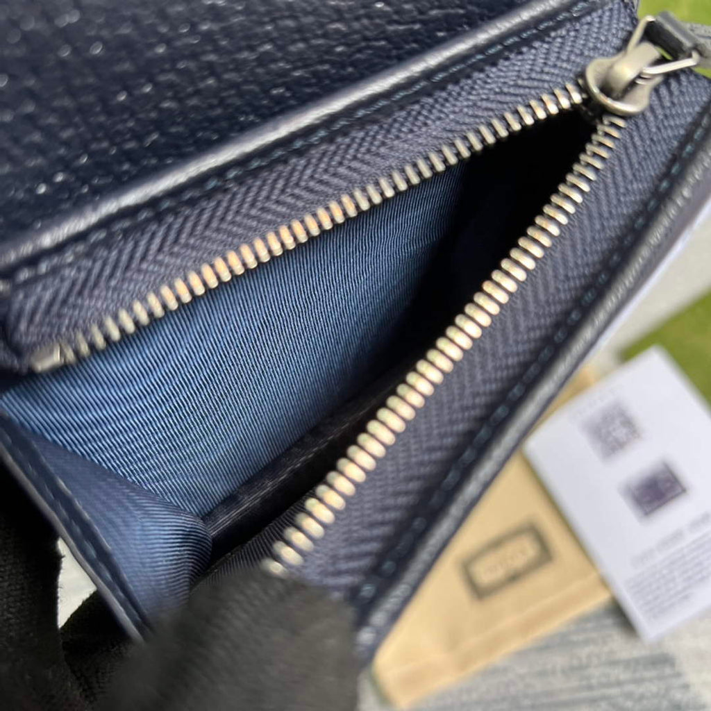 Gucci 621887 Horsebit 1955 card case wallet Blue leather