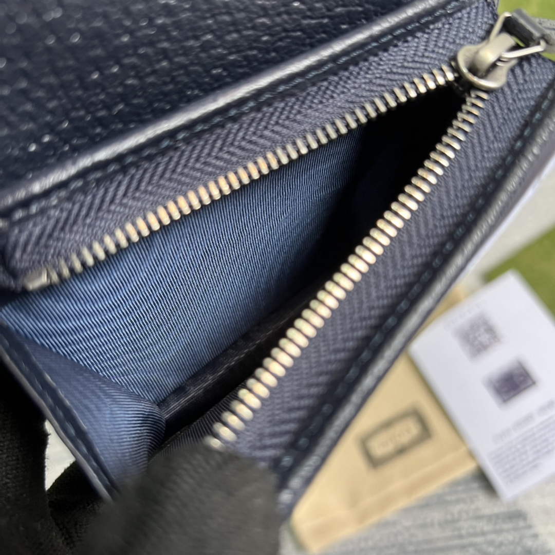 Gucci 621887 Horsebit 1955 card case wallet Blue leather