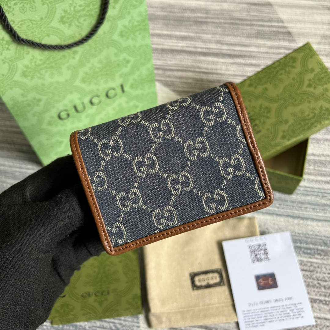 Gucci Horsebit 1955 card case wallet 621887 Brown leather