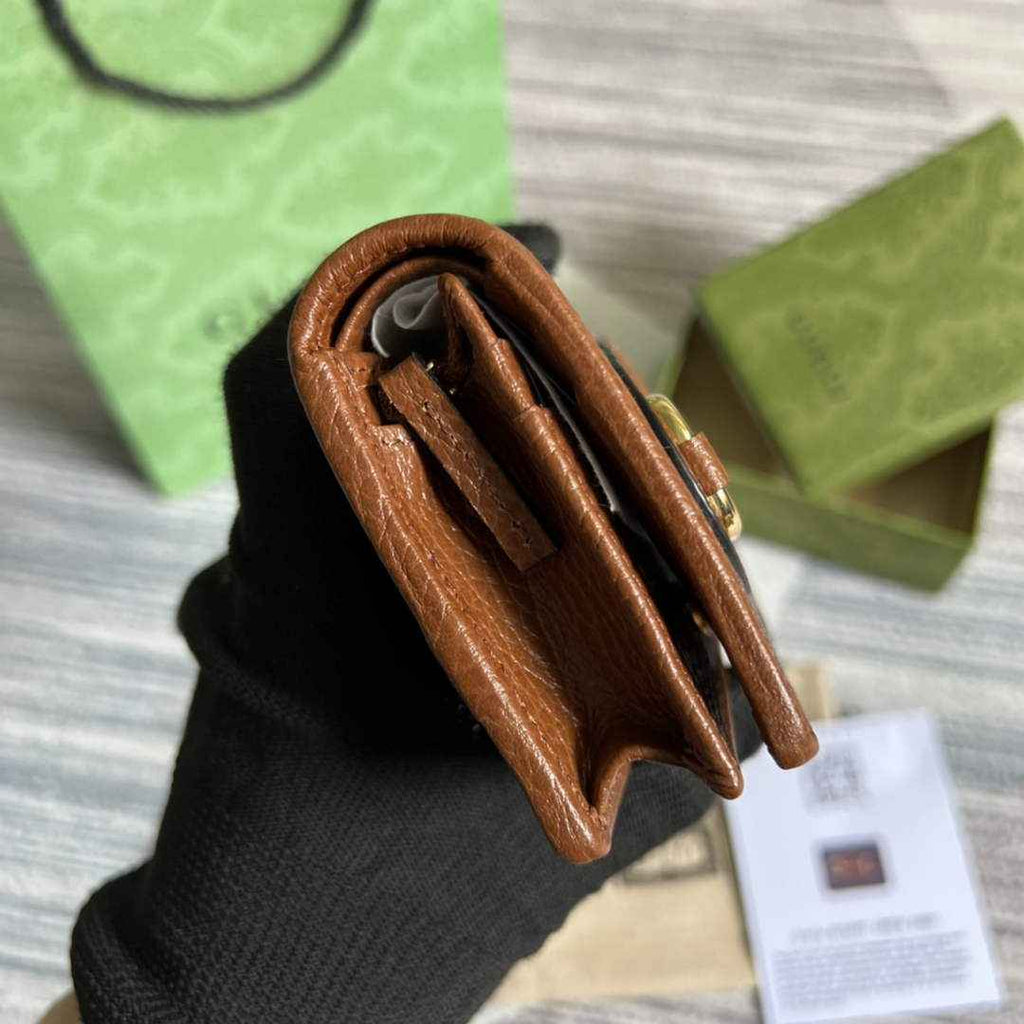 Gucci Horsebit 1955 card case wallet 621887 Brown leather