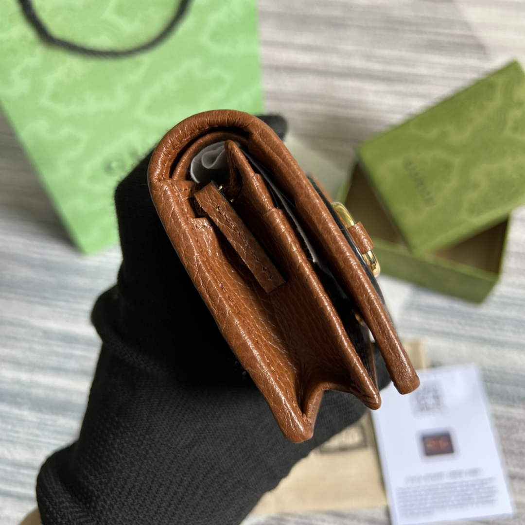 Gucci Horsebit 1955 card case wallet 621887 Brown leather