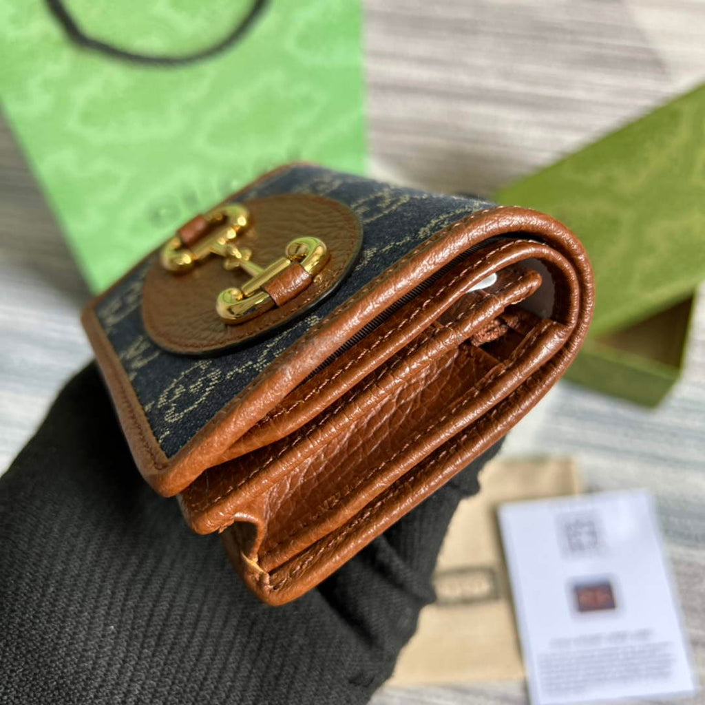 Gucci Horsebit 1955 card case wallet 621887 Brown leather