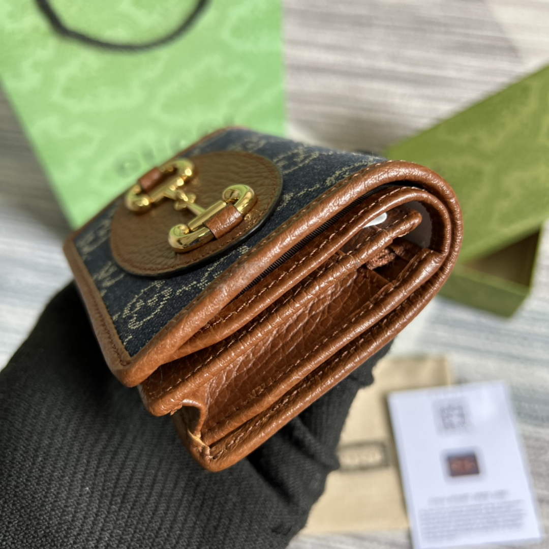 Gucci Horsebit 1955 card case wallet 621887 Brown leather