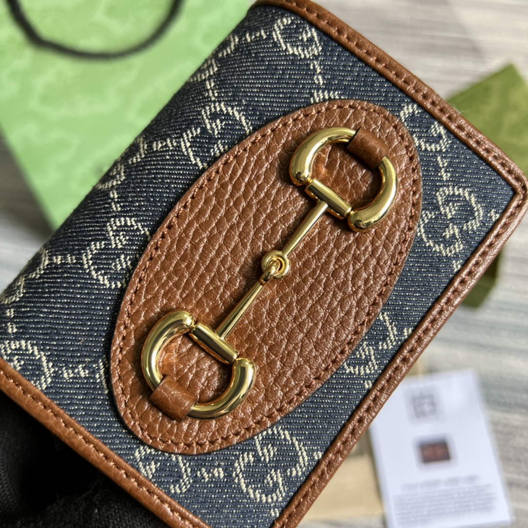 Gucci Horsebit 1955 card case wallet 621887 Brown leather