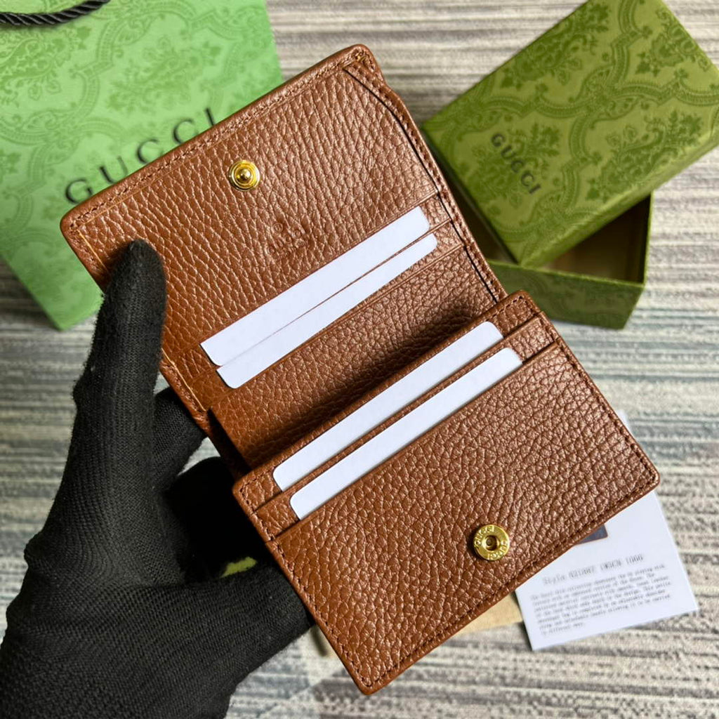 Gucci Horsebit 1955 card case wallet 621887 Brown leather