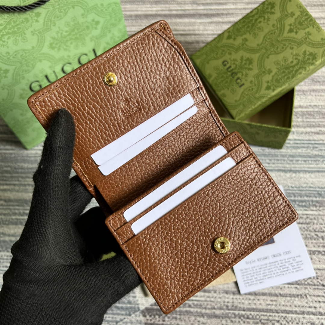 Gucci Horsebit 1955 card case wallet 621887 Brown leather