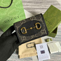 Gucci Horsebit 1955 card case wallet 621887 Black leather