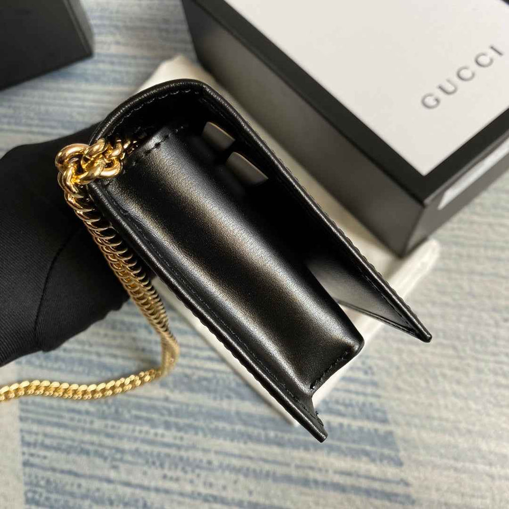 Gucci ‎621892 Horsebit 1955 wallet with chain black leather