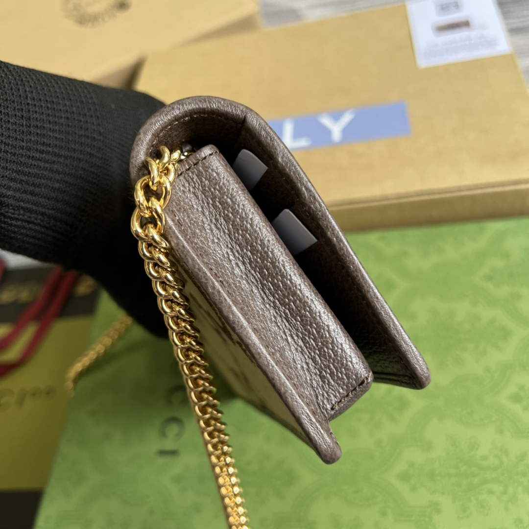 Gucci ‎621892 Horsebit 1955 wallet with chain brown gg
