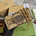 Gucci ‎621892 Horsebit 1955 wallet with chain brown gg