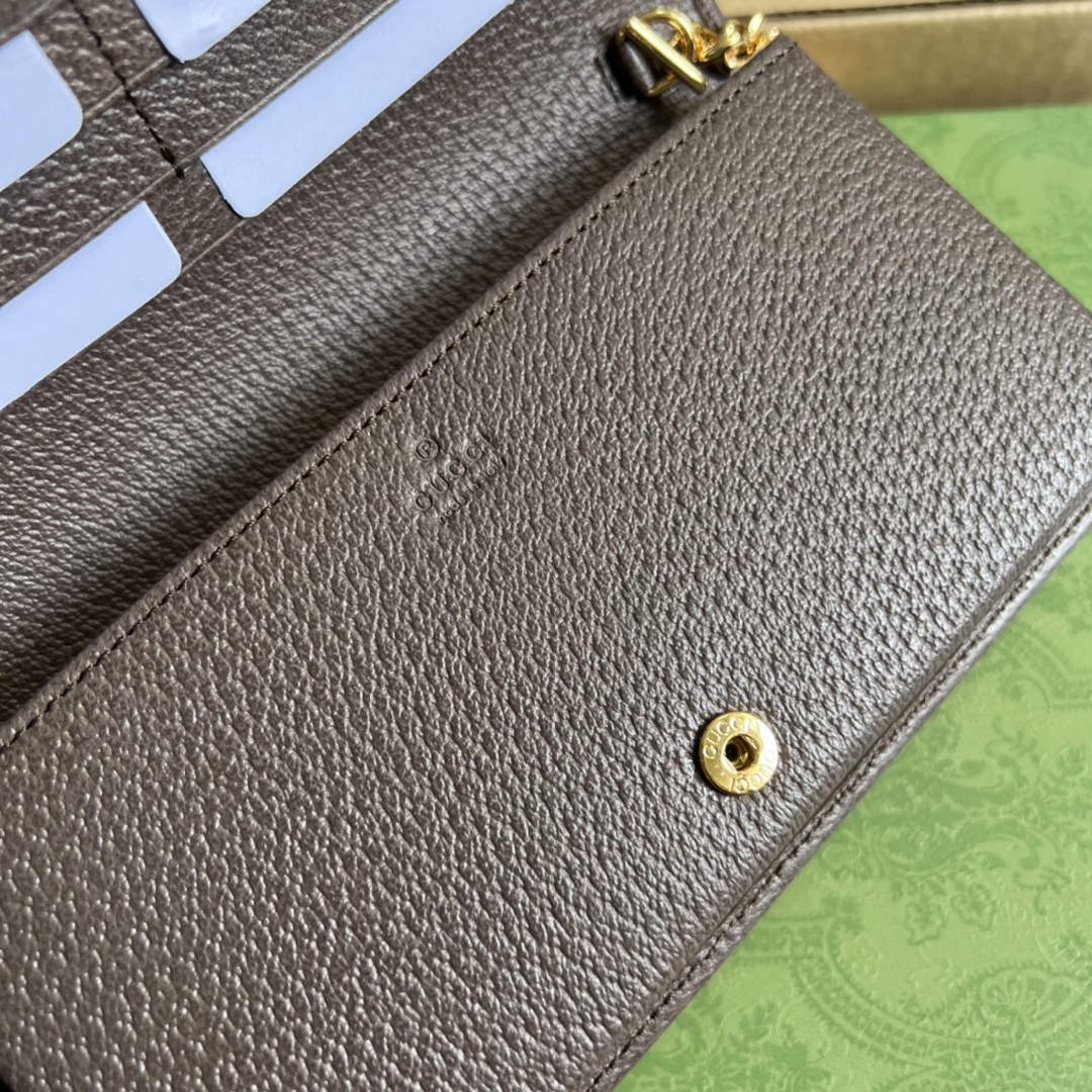 Gucci ‎621892 Horsebit 1955 wallet with chain brown gg